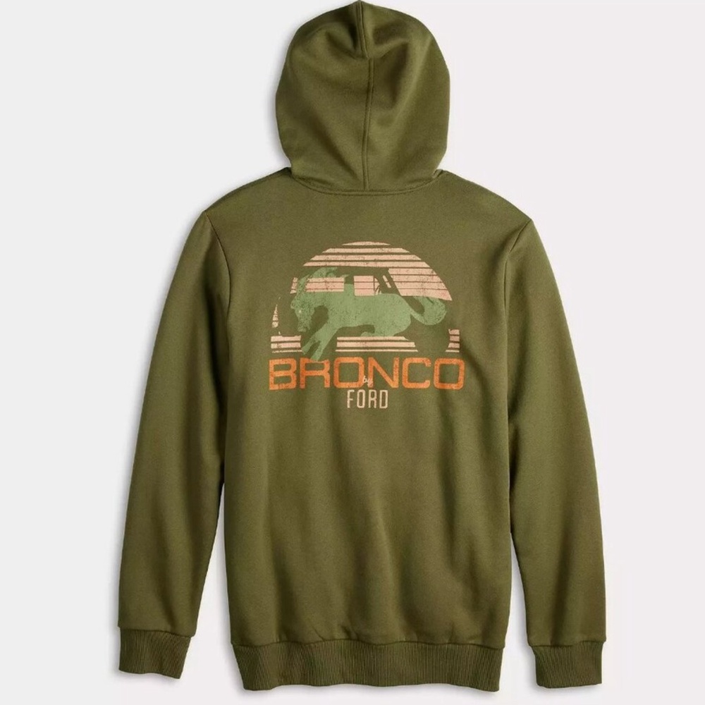 Ford | Bronco Graphic Hoodie Olive Army Green Orange | Many Sizes